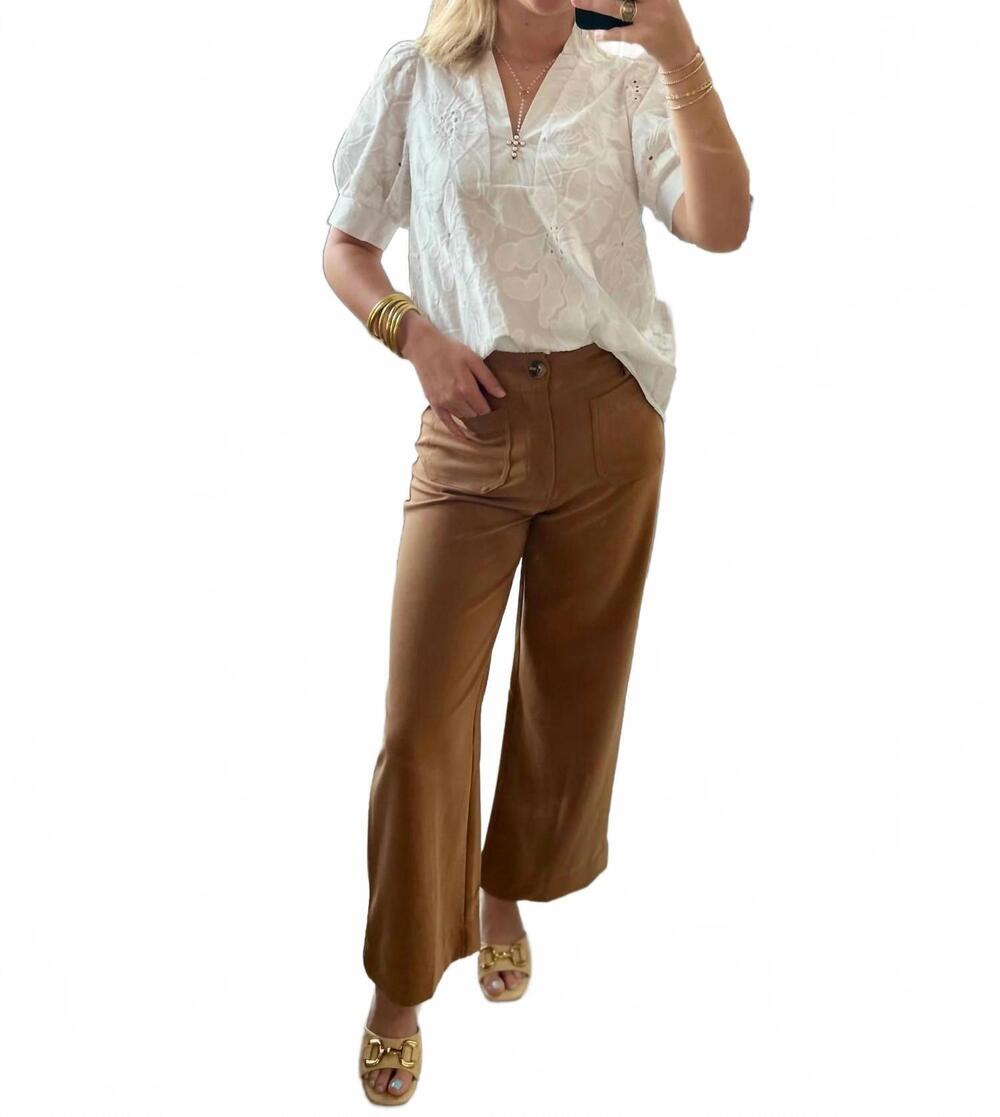 NEW GLAM solid wide leg pant in mocha latte